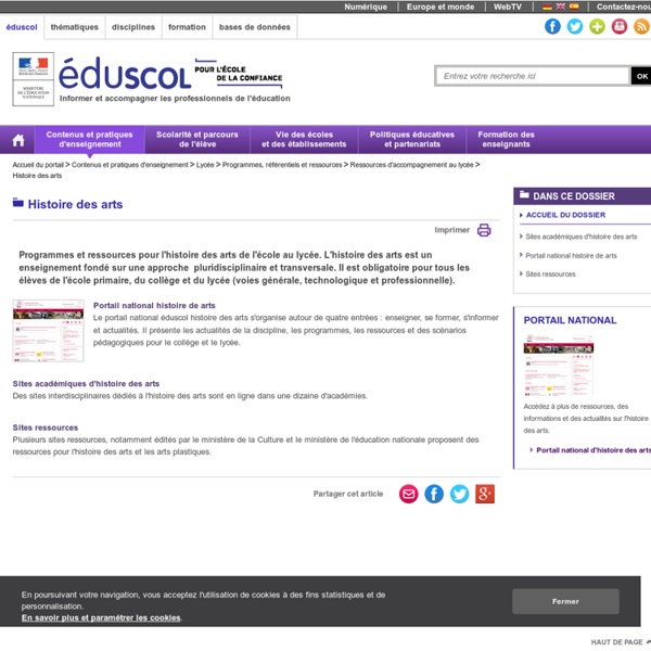 RUB. SITE Éduscol : Histoire des arts | Pearltrees