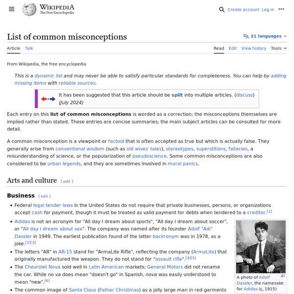 List Of Common Misconceptions