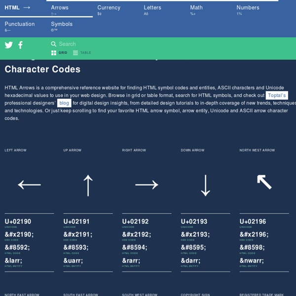 HTML Symbols, Entities, Characters and Codes — HTML Arrows | Pearltrees