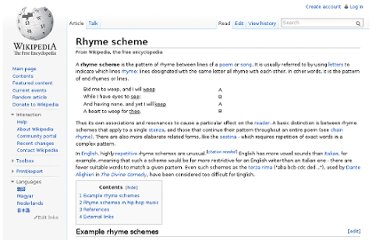 Rhyme scheme - Wikipedia, the free encyclopedia